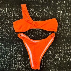 SHEIN Orange One-Shoulder Bikini
